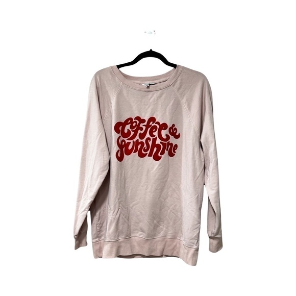 WILDFOX Coffee & Sunshine Crewneck Pink Pullover Sweatshirt Sz M - Picture 2 of 5